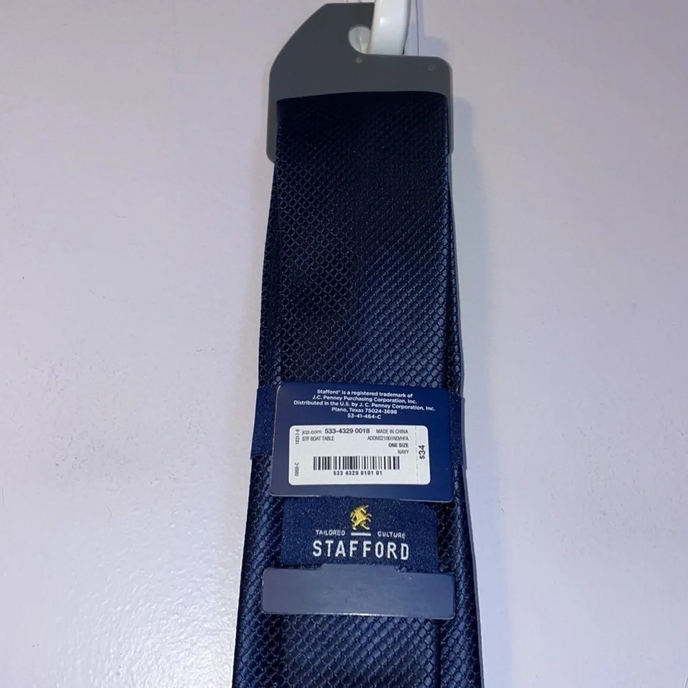 Stafford Tailored Culture STF Boat Table Navy Textured Polyester Necktie Tie
